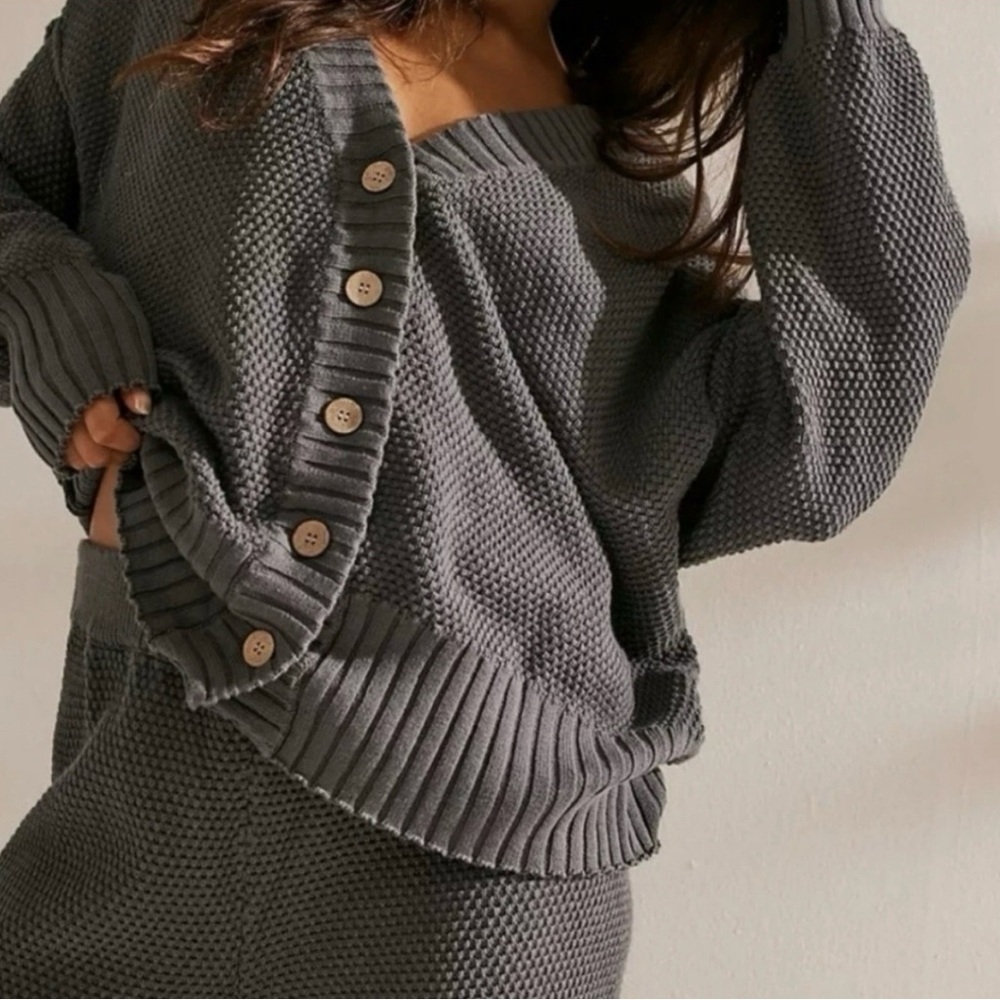 Free People Hailee Cardi Set in Peppery Gray